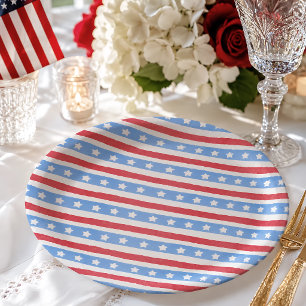 All American Patriotic 4th of July Party Paper Plates