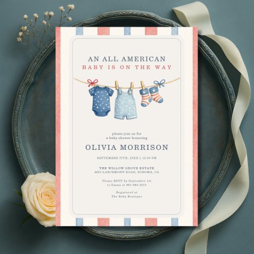 All American Patriotic Baby Shower Invitation
