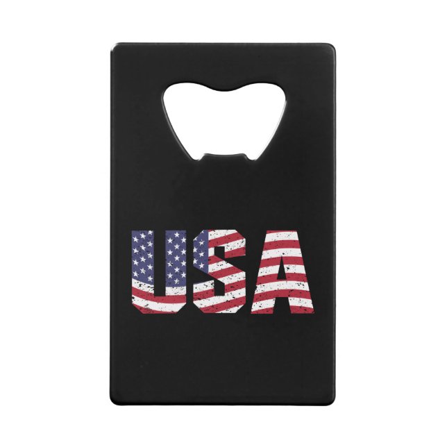 “All American” Patriotic USA Logo Credit Card Bottle Opener (Front)