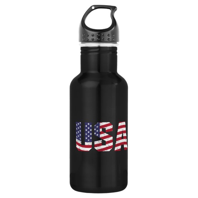 “All American” Patriotic USA Logo Stainless Steel Water Bottle (Front)