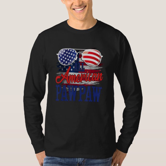 All American Pawpaw Sunglasses US Flag 4th of July T-Shirt (Front)