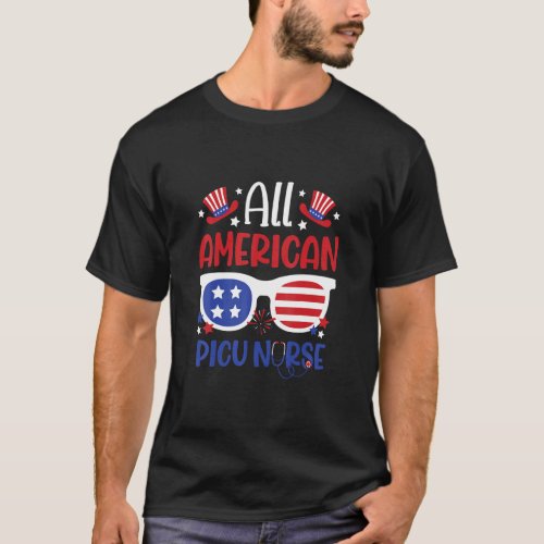 All American Picu Nurse 4th Of July Patriotic Usa  T_Shirt