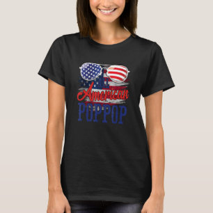 All American PopPop Sunglasses US Flag 4th of July T-Shirt