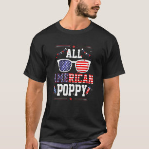 All American Poppy 4th of July US Flag Sunglasses T-Shirt