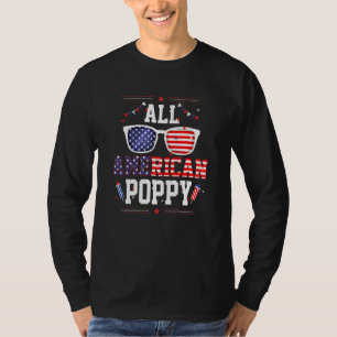 All American Poppy 4th of July US Flag Sunglasses T-Shirt