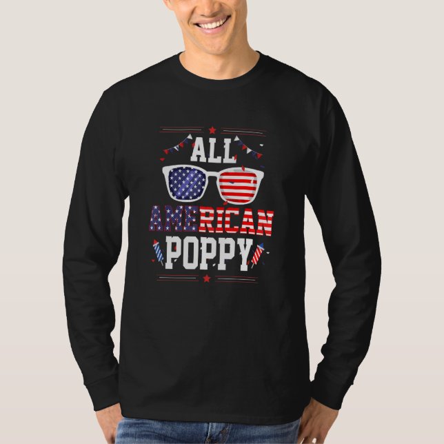 All American Poppy 4th of July US Flag Sunglasses  T-Shirt (Front)