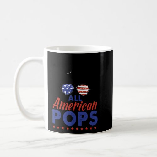 All American Pops Grandpa Sunglasses Usa Flag 4Th  Coffee Mug