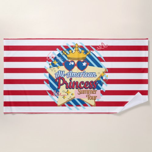 All_American Princess Summer Tour Girls Horizontal Beach Towel