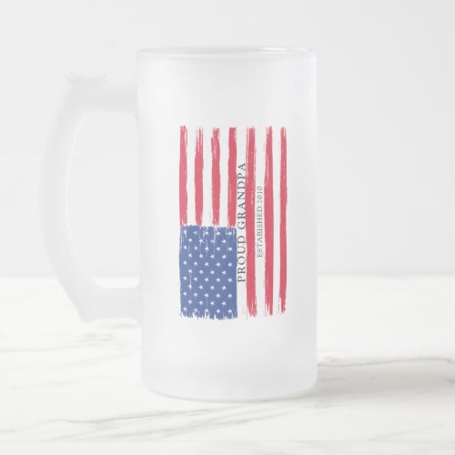 All American Proud Grandpa Frosted Glass Beer Mug - Make sure to have your patriotic father or grandpa with you for the July 4th picnic. The independence day party is perfect with a mug bearing the old stars and stripes. You will love your gift for the rest of the year too!