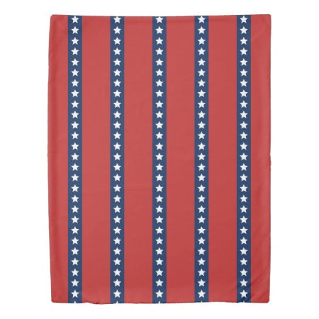 All-american Red White And Blue Patriotic Stripes Duvet Cover