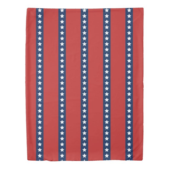 All-American Red White and Blue Patriotic Stripes Duvet Cover (Front)