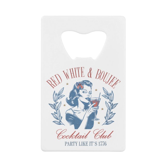 All American Red White and Boujee Credit Card Bottle Opener (Front)
