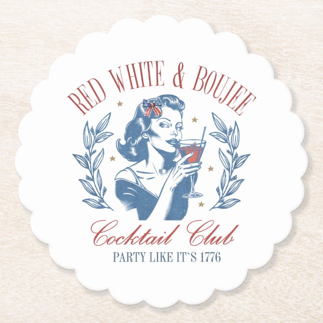 All American Red White and Boujee Paper Coaster (Front)