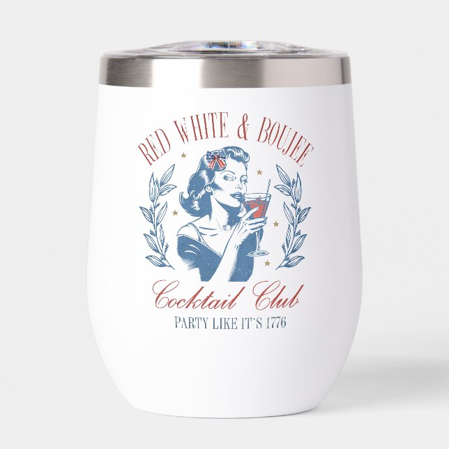 All American Red White and Boujee Thermal Wine Tumbler (Front)