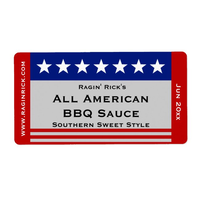 All American Stars and Stripes Food Container Label (Front)