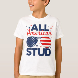 All American Stud, 4th July Tshirt for Kids