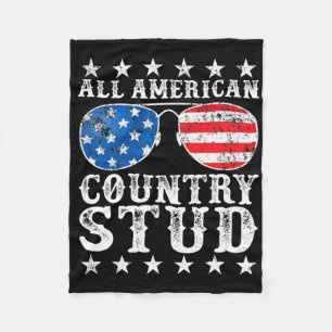 All American Stud Boy Country 4th Of July Usa Flag Fleece Blanket