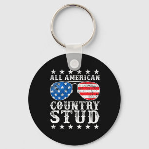 All American Stud Boy Country 4th Of July Usa Flag Keychain