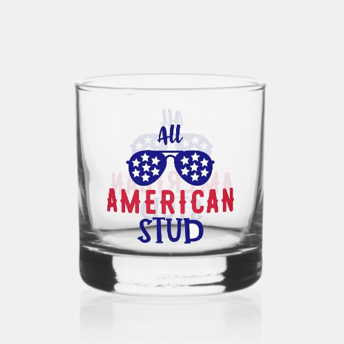 All American Stud Patriotic Sunglasses Celebration Whiskey Glass