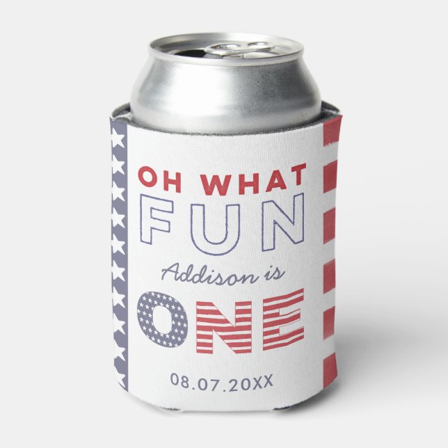 All-American Summer 1st Birthday Party Favor Can Cooler (Can Front)