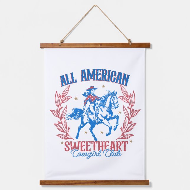 All American Sweetheart Cowgirl Club Hanging Tapestry (Front)