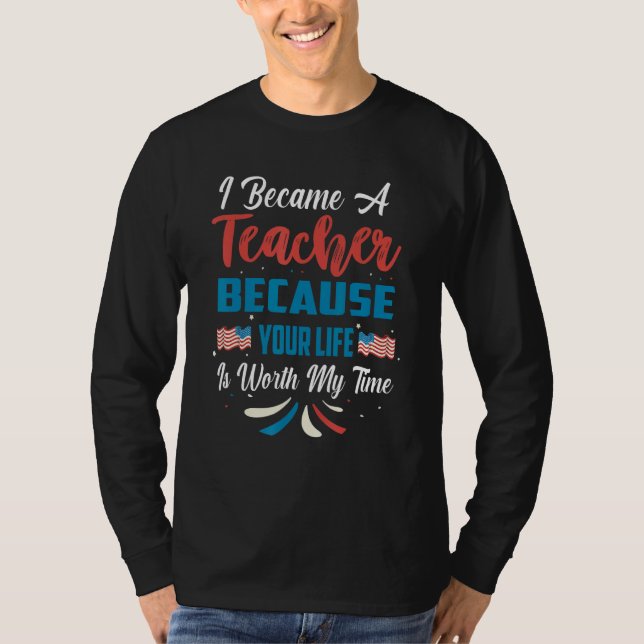 All American Teacher Student USA Flag 4th Of July  T-Shirt (Front)