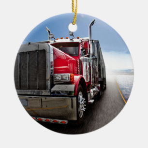 All American Trucker Ceramic Ornament