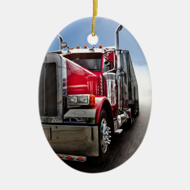 All American Trucker Ceramic Ornament (Front)