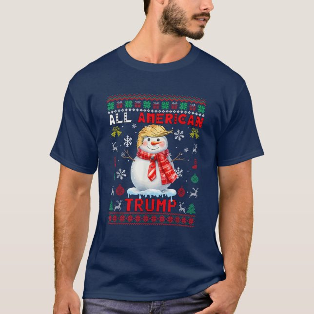 All American Trump Xmas Snowman President T-Shirt (Front)