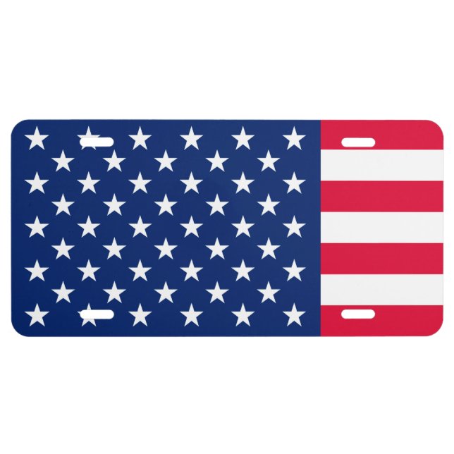 All American US Flag Patriotic Style License Plate (Front)