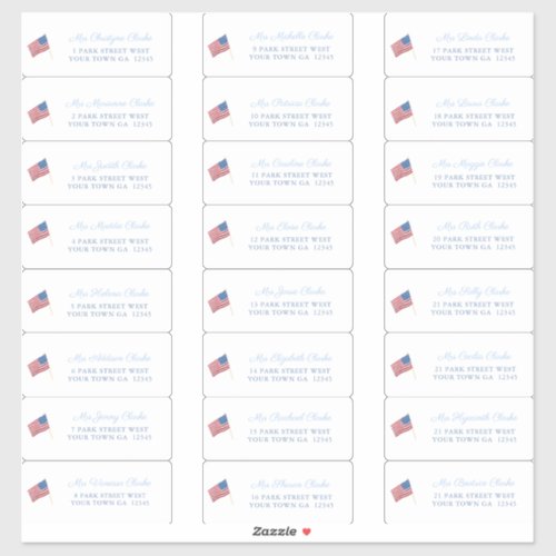 All_American USA Flag 4th Of July Guest Address Sticker