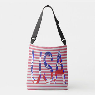 All American USA Flag Logo Striped Crossbody Bag