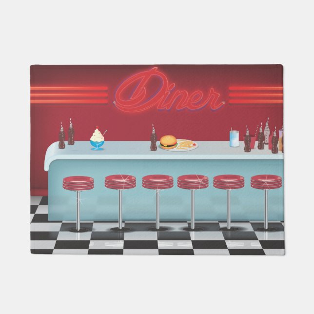 All american Vintage Diner Doormat (Front)