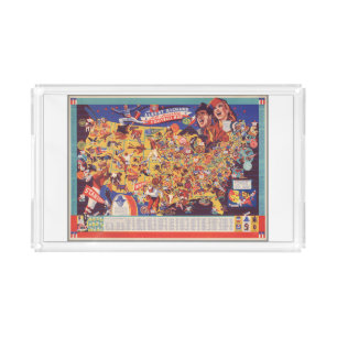 All-American Vintage Football Map Acrylic Tray