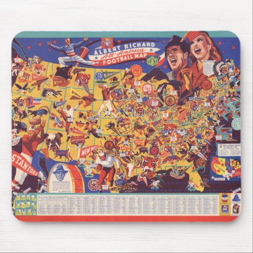 All_American Vintage Football Map Mouse Pad