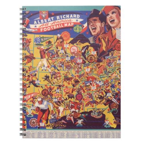 All_American Vintage Football Map Notebook