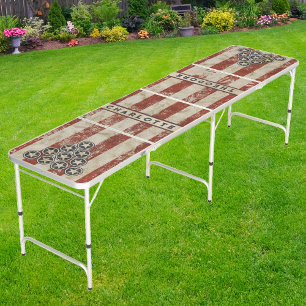 All American Vintage Stripes Names Beer Pong Table