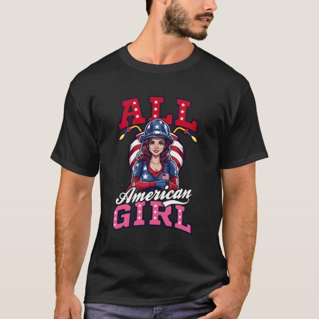 All American Welder 4Th Of July Welder T-Shirt (Front)