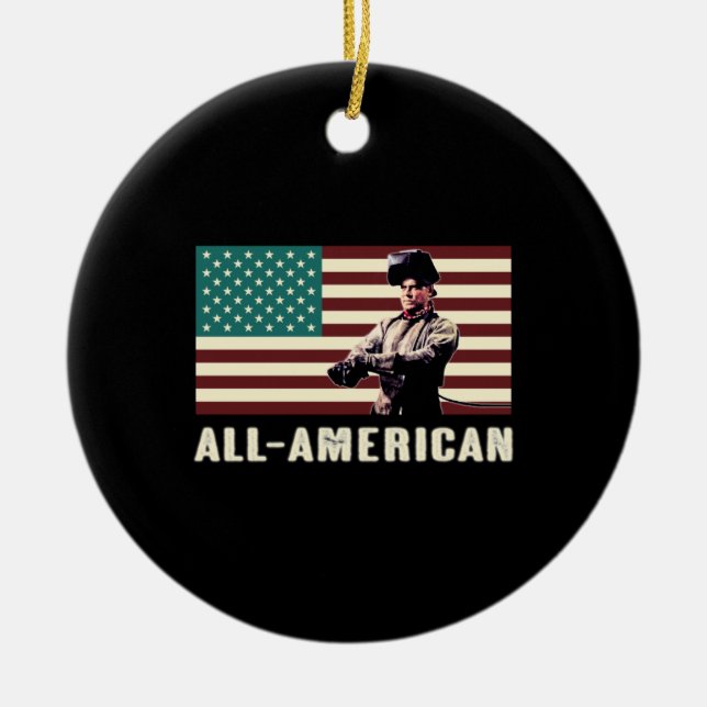 All-American Welder Ceramic Ornament (Front)