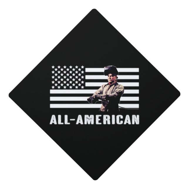 All-American Welder Graduation Cap Topper (Front)