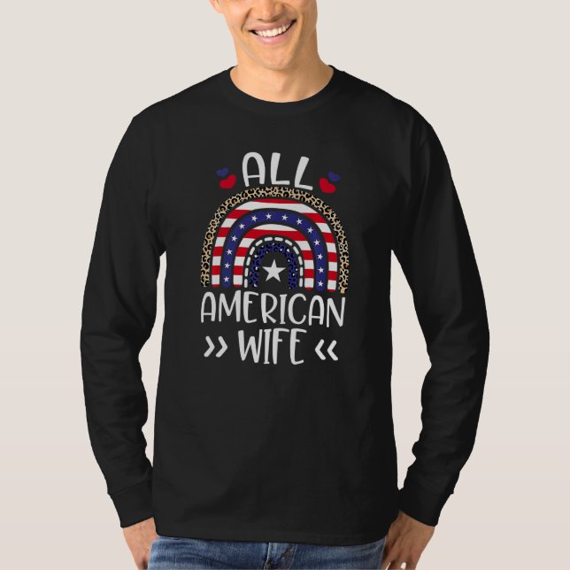 All American Wife 4th July Rainbow Leopard Matchin T-Shirt (Front)