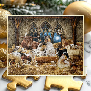All-Animals Christmas Nativity, Rough Collies - Jigsaw Puzzle