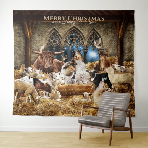 All_Animals Christmas Nativity w Rough Collies _ Tapestry