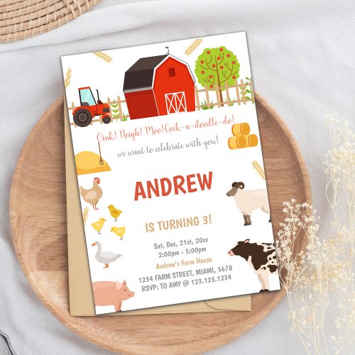 All Animals Farm Animals Birthday Invitations