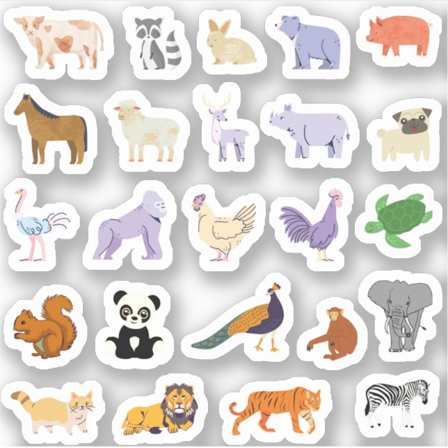 All Animals Sticker Pack for kids  (Front)