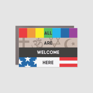 "All Are Welcome Here" Car Magnet 6x4 plaque