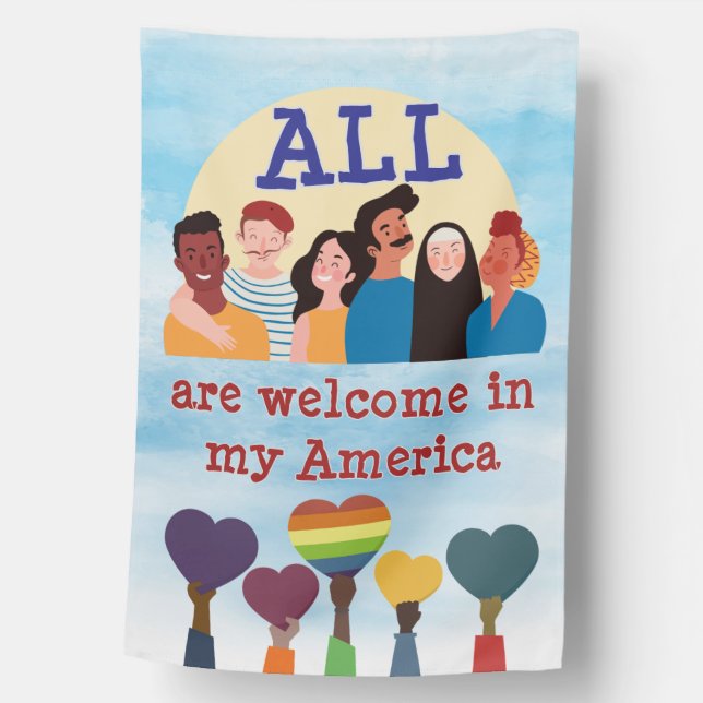 ALL Are Welcome Large Outdoor Flag (Front)