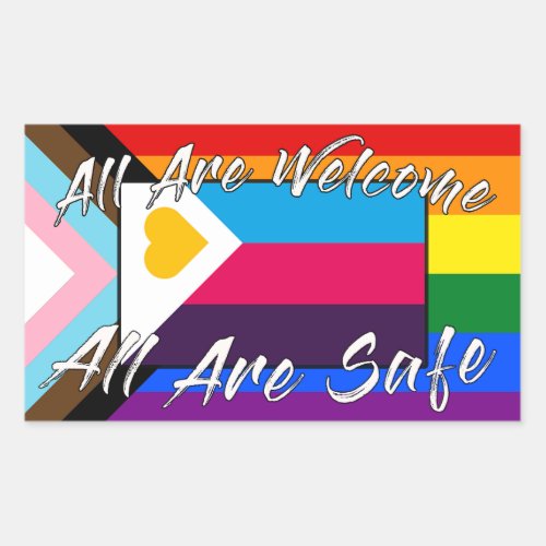 All are Welcome Plolyam Pride and ally sticker