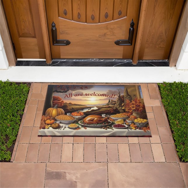 All Are Welcomed Thanksgiving Door Mat (Outdoor)