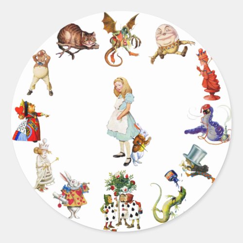 All Around Alice in Wonderland Classic Round Sticker